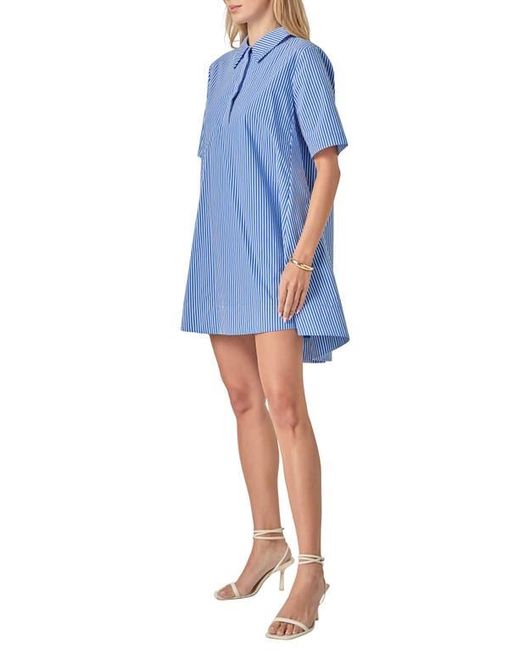 English Factory Blue Short Sleeve A-Line Shirtdress
