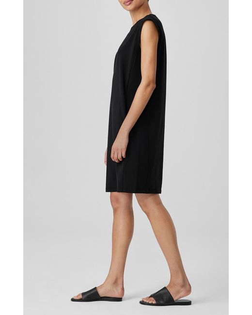 Eileen Fisher Black Sleeveless Organic Stretch Cotton Jersey Dress