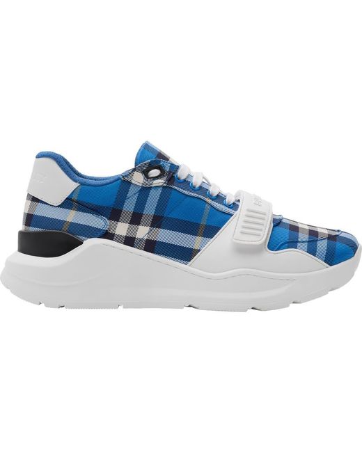 Burberry Blue Regis Check Sneaker for men
