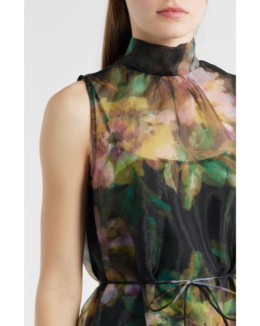 Julia Jordan Tie Neck Organza Cocktail Dress in Green | Lyst