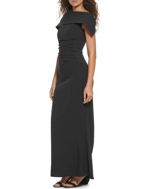 Vince Camuto Black Ruched Off The Shoulder Gown