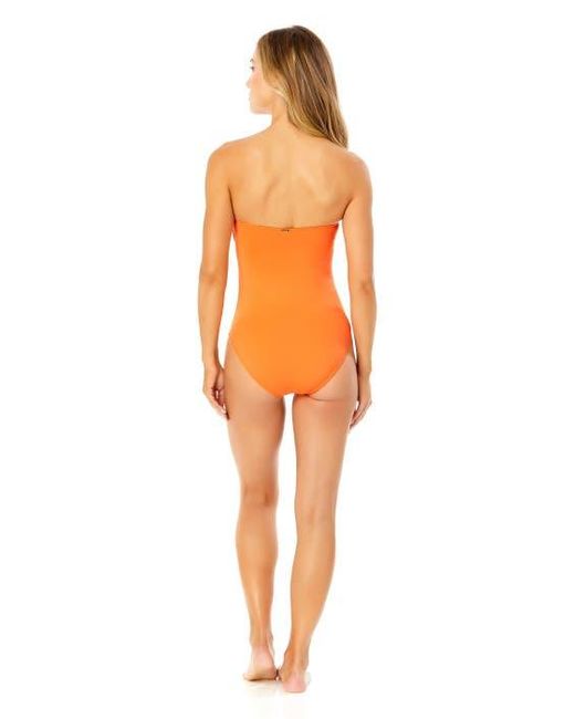 Anne Cole Orange Twist Front Shirred One Piece Swimsuit