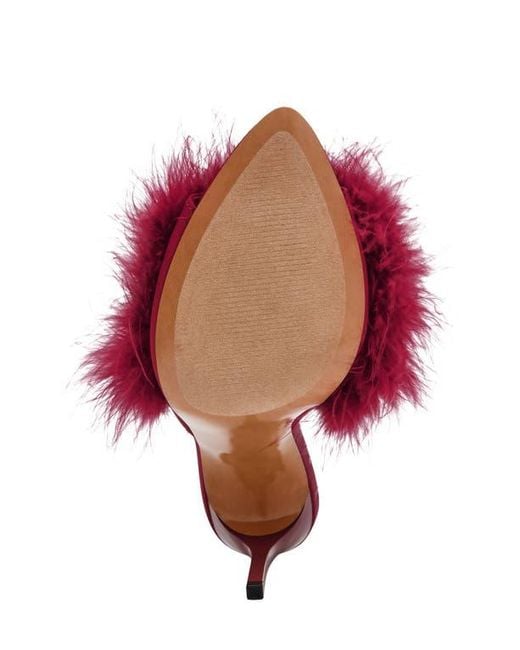 Steve Madden Red Ashbey Faux Feather Sandal