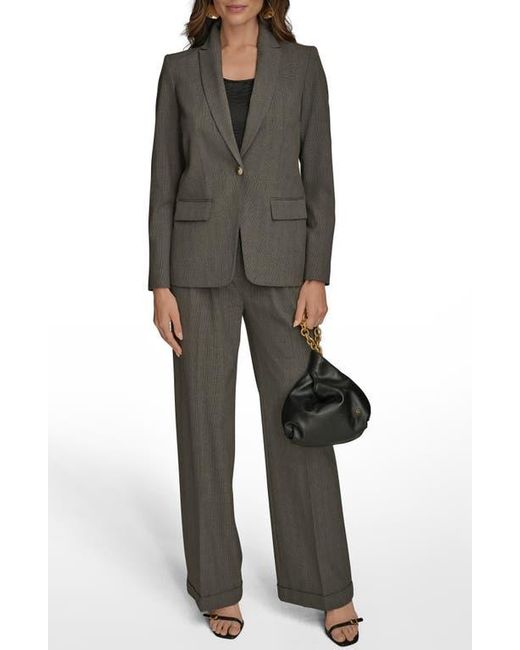 Donna Karan Black Plaid One-Button Blazer
