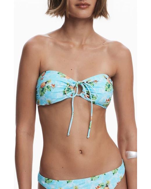 Desigual Blue Pineapple Print Bikini Top