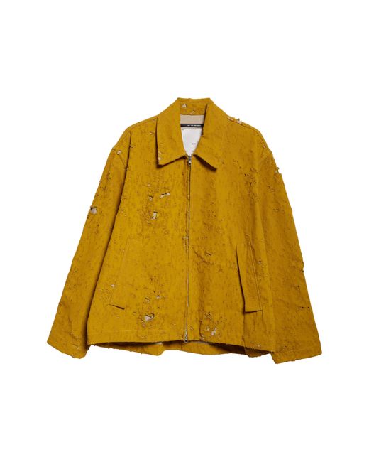 Song For The Mute Yellow Distressed Cotton Twill Jacket for men