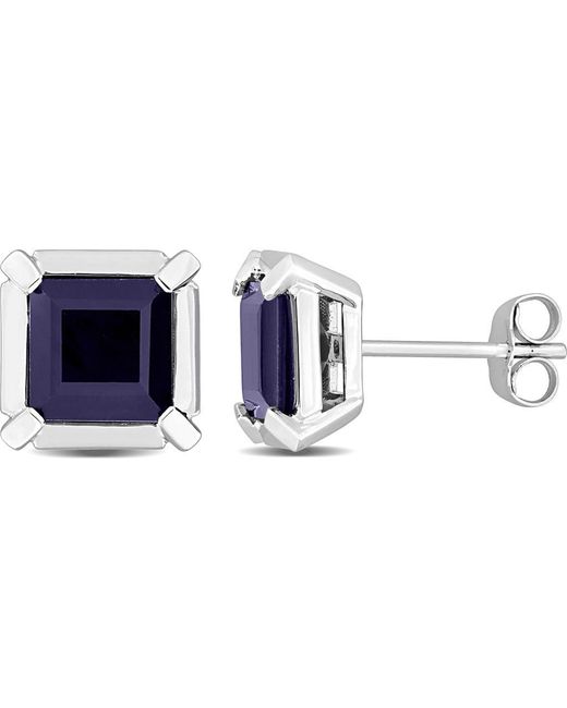 Julianna B Blue Square Stud Earrings 14K