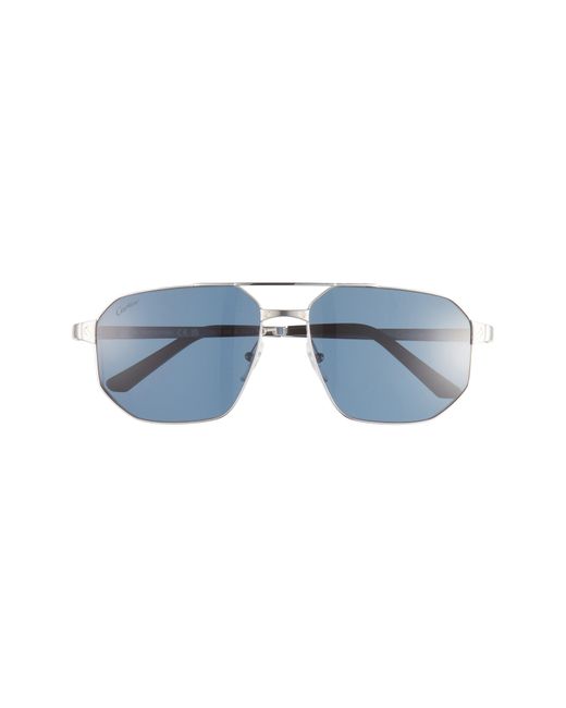 Cartier Blue 60mm Polarized Pilot Sunglasses for men