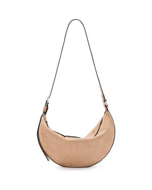 AllSaints Natural Half Moon Suede Shoulder Bag