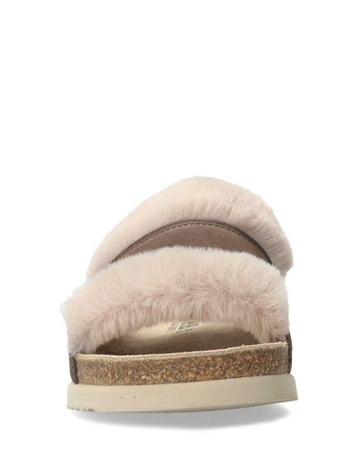 Mephisto Brown Hemeline Faux Fur Slide Sandal