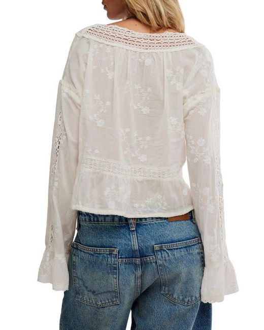 Free People Gray Sweet Love Crop Shirt