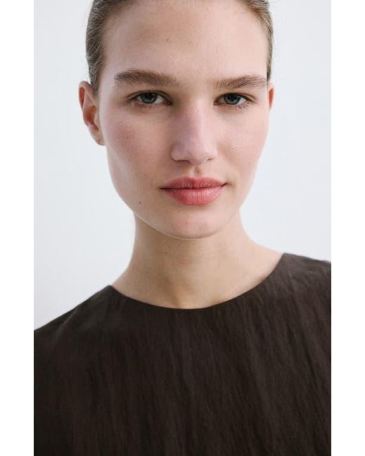 Mango Black Boxy Crop Back Button Top