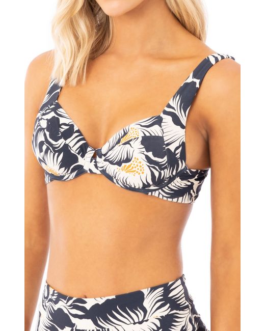 Maaji Blue Delft Archie Floral Reversible Underwire Bikini Top