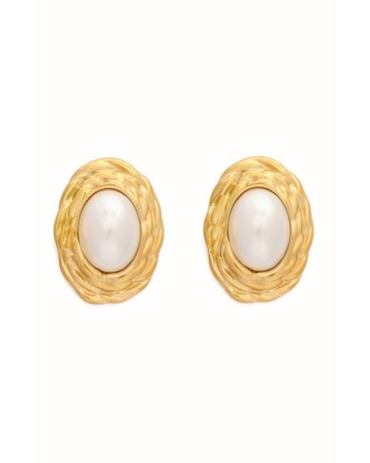 petit moments Metallic Oval Mother-Of-Pearl Stud Earrings
