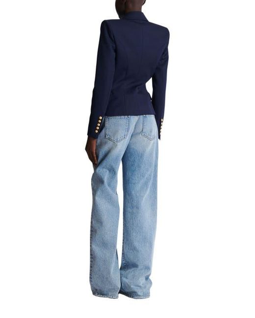 Balmain Blue Fitted Wool 6-Button Jacket