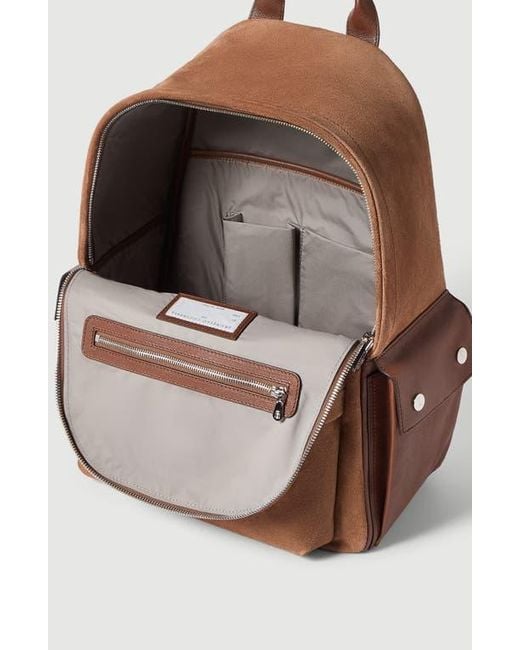 Brunello Cucinelli Brown Buffalo Leather Backpack for men