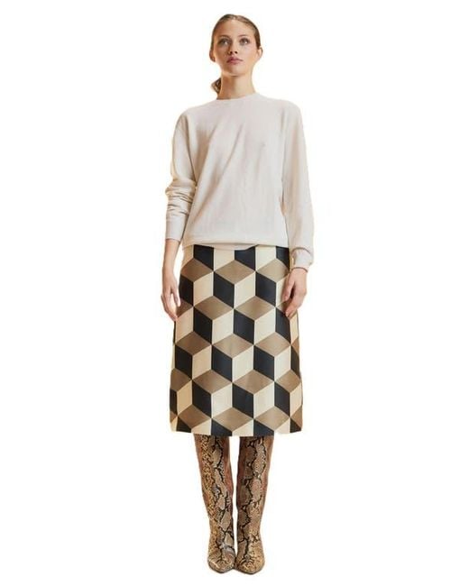 Cynthia Rowley White Silk Wool Midi Skirt