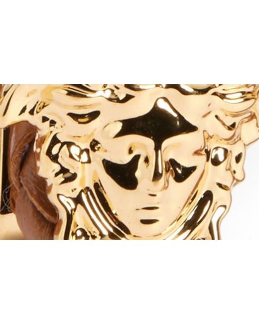 Versace Brown Medusa Braided Leather Bracelet for men