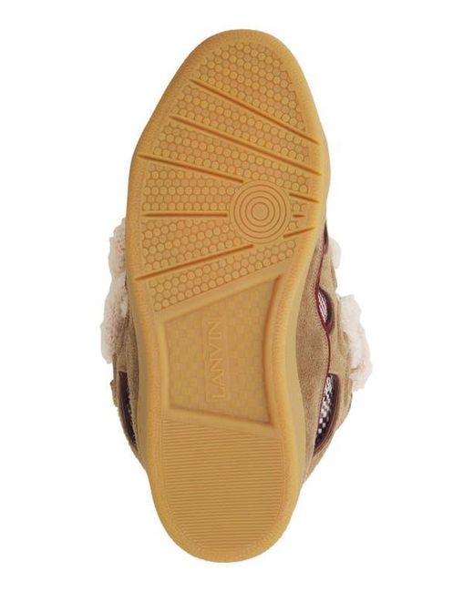 Lanvin Brown Curb Suede Sneakers With Mesh Laces