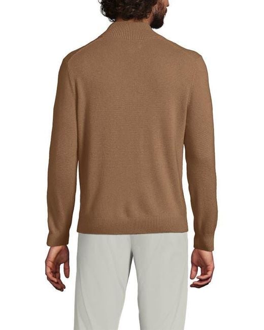 Lands' End Brown Fine Gauge Cashmere Quarter Zip for men