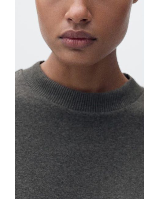 Mango Black Crewneck Stretch Cotton Blend T-Shirt