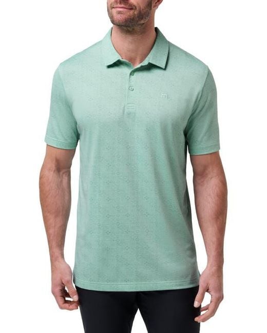 Travis Mathew Green Acropolis Geo Print Cotton Blend Polo for men