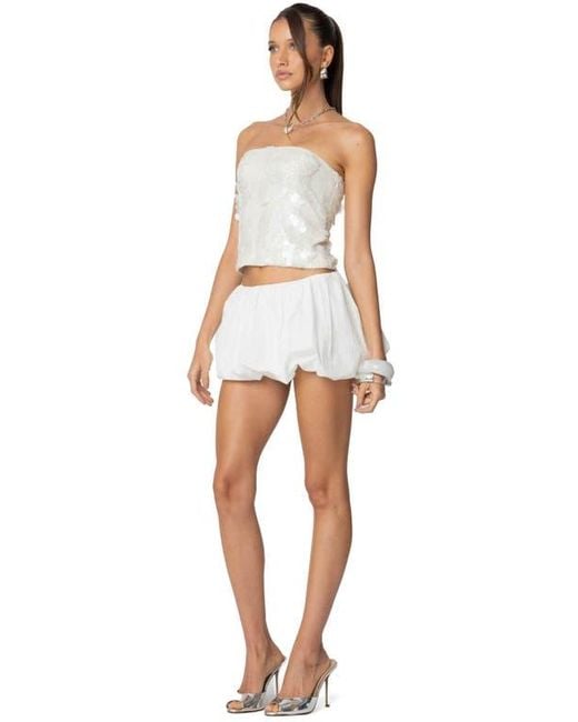 Edikted White Samara Strapless Sequin Top