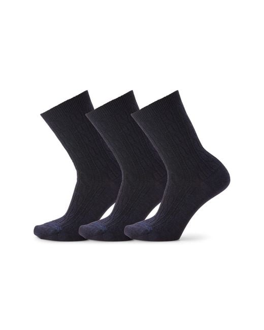 Smartwool Blue Everyday 3-Pack Wool Blend Cable Crew Socks