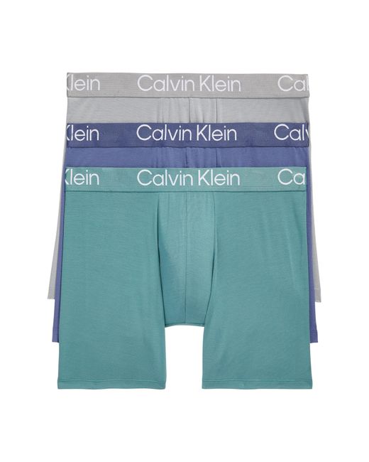 Calvin Klein Blue Ultra-soft Modern 3-pack Stretch Modal Boxer Briefs for men