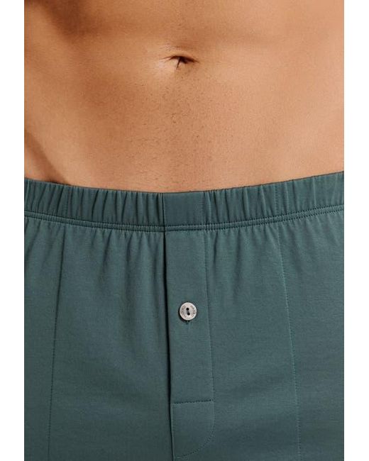 Hanro Green Cotton Sporty Button Fly Cotton Boxer for men