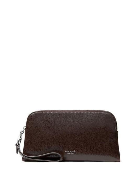 Kate Spade Brown Halo Glazed Medium Leather Wristlet
