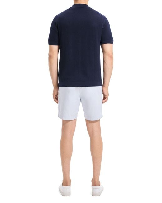 Theory Blue Cairn Short Sleeve Button-up Cotton Blend Sweater for men