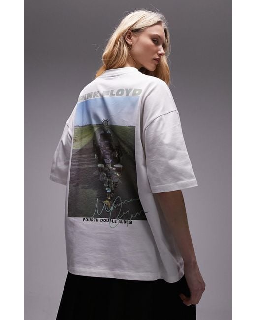 TOPSHOP White Pink Floyd Oversize Graphic T-shirt