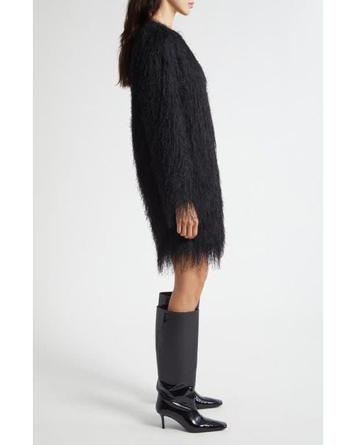 Loulou de Saison Black Tina Long Sleeve Fringe Minidress