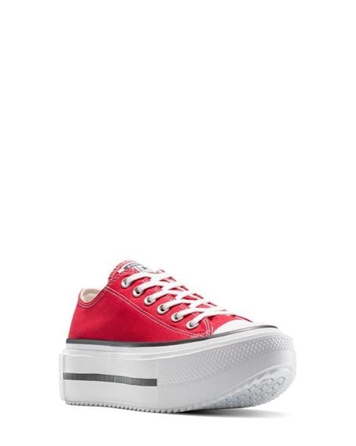 Converse Red Gender Inclusive Chuck Taylor All Star Lift Double Stack Low Top Platform Sneaker