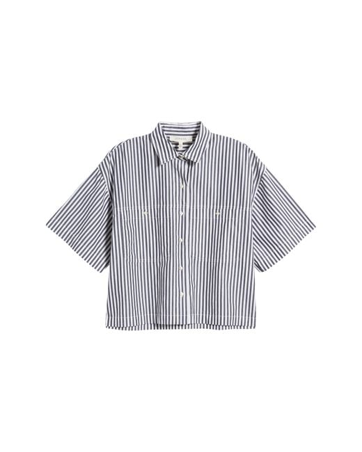 The Great Blue The Atlas Stripe Cotton Button-up Shirt