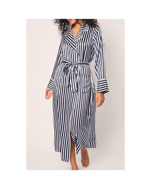 Petite Plume Blue Bengal Stripe Silk Robe