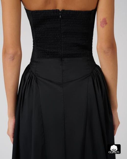 WeWoreWhat Black Strapless Corset Ruched Dress