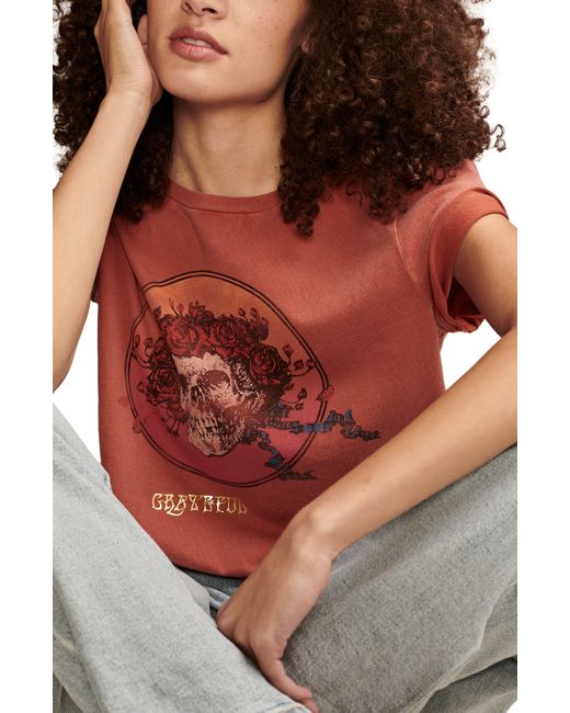 Lucky Brand Red Grateful Dead Skull Cotton Graphic T-shirt