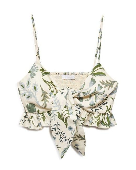 Mango Green Floral Print Crop Top