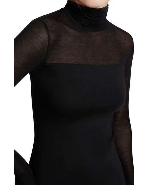 MARCELLA Black Sheer Panel Turtleneck Top