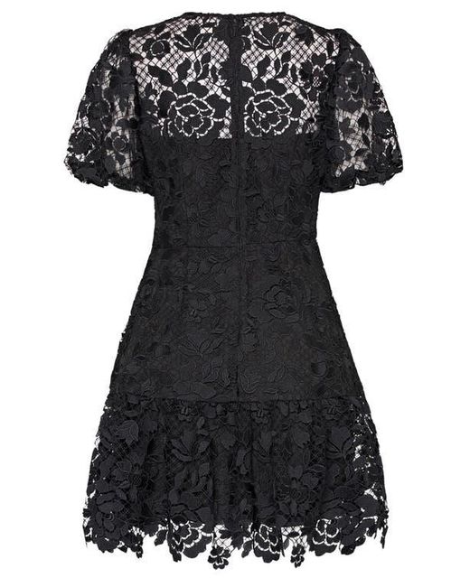 MILLY Black Yasmin Rose Mosaic Lace Dress