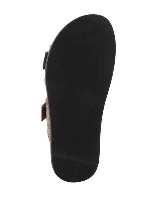 Spring Step Brown Glaze Platform Slide Sandal