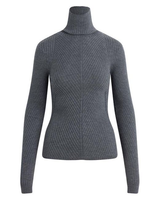 FAVORITE DAUGHTER Gray Be Your Girl Turtleneck Merino Wool Blend Sweater