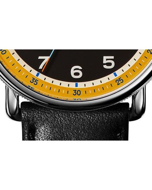Shinola Black The Canfield Model C56 Leather Strap Watch for men