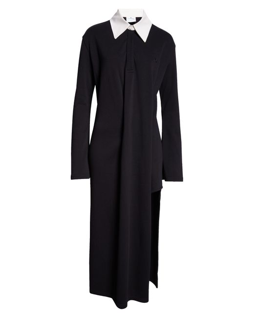 Courreges Black Twist Long Sleeve Polo Maxi Dress