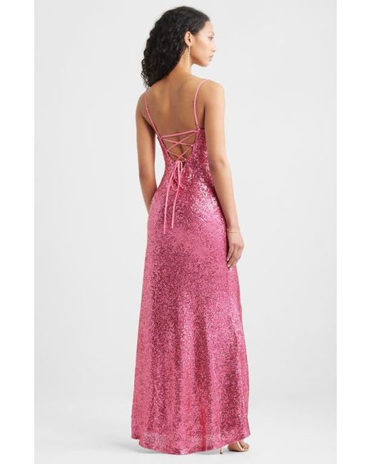 BP. Red Tie Back Sequin Gown