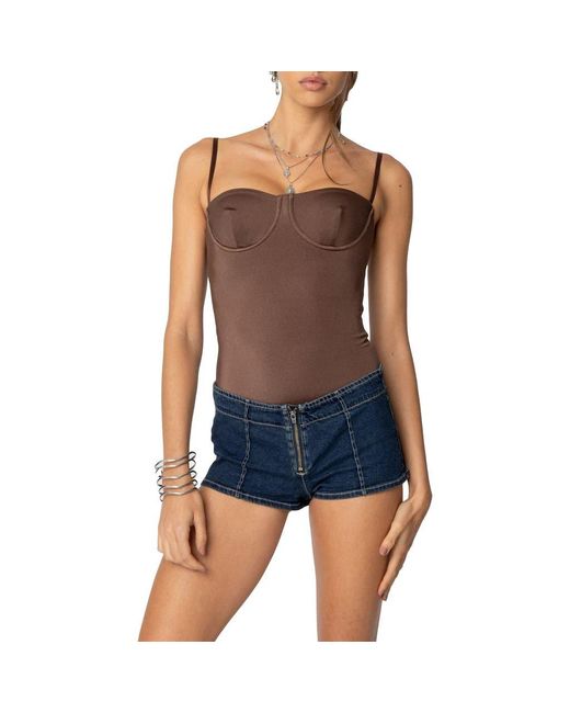 Edikted Blue Laurel Bustier Bodysuit