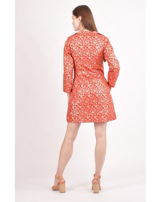 Ras Red Clara Silk Floral Jacquard Blazer Dress