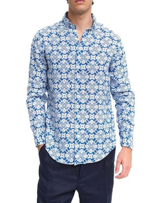 Peninsula Blue Casuzze Linen Shirt for men